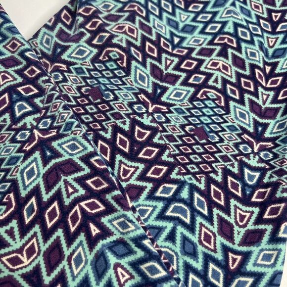 LulaRoe Leggings Tall & Curvy Aztec Colorful Purple Blue Black 0703 - Picture 2 of 5